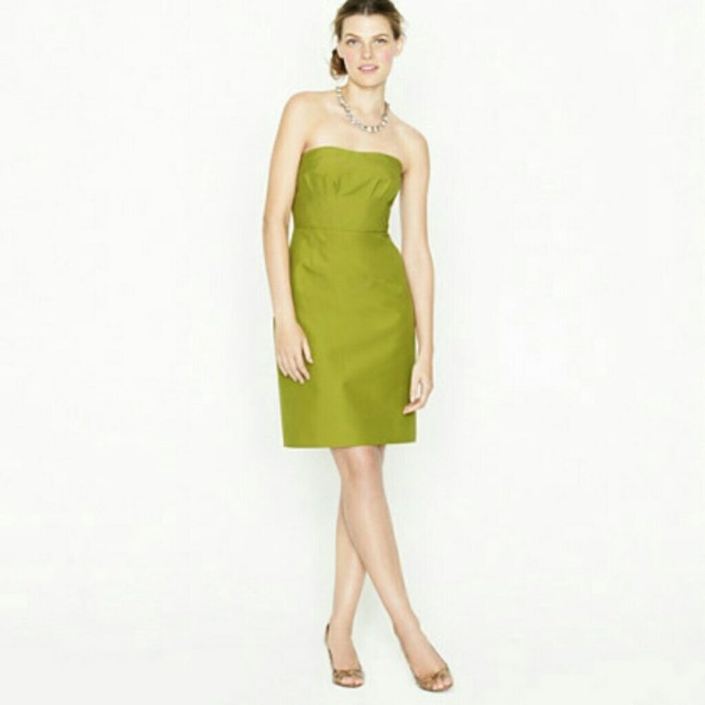 J. CREW Green Strapless Dress Pockets